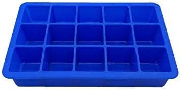 MGS Retail 1 x Large, Sturdy, Strong Silicone, 15 Hole, Extra Durable, Very Easy to Clean, Easy to Empty, Food Grade Silicone, Freeze-Proof, Dark Blue, FDA Approved, BPA Free, Ice Cube Maker Tray, Silicone Ice Cube Tray
