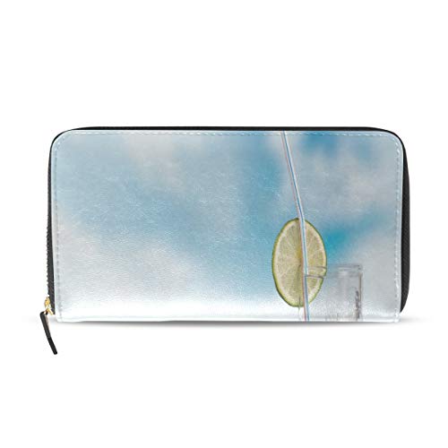 Preisvergleich Produktbild Kaltes getränk eis scheibe lemon lange pass kupplung geldbörsen reißverschluss brieftasche fall handtasche geld veranstalter tasche kreditkarteninhaber für dame frauen mädchen männer reisen geschenk