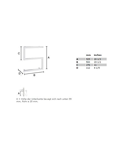 Smedbo fk707 Dry Handtuchwärmer, elektrisch s-modèle Edelstahl poliert 50 W - 3