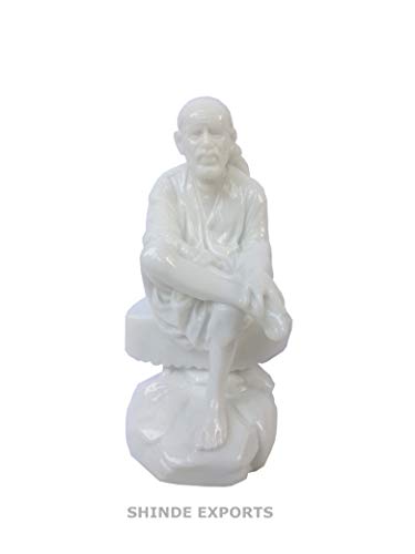 SHINDE EXPORTS Shirdi Saibaba Marble Idol for car Dashboard and Gifting (4.5 inches)