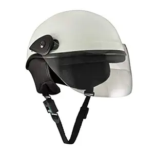 Western Era Multipurpose Half Helmet | Clear Visor | Comfort & Safety | Enhanced Design | (Medium, White Glossy) (Non-Motorized)