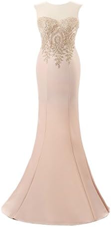 Kisse Women Mermaid Evening Dress Formal Long Prom Dress With Lace Appliques