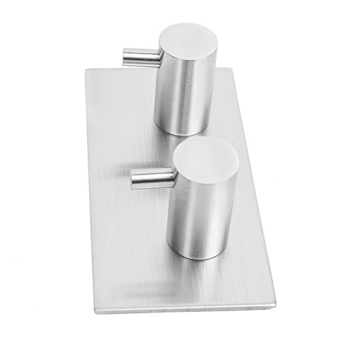 Handtuchhaken Bademantelhaken Kleiderhaken Edelstahl 2 Haken selbstklebend Nickel Haken gebürstet - 3