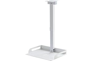 Drsn Support de Plafond pour Projecteur/Caméra, Universel avec Plateau 35×22cm, Jusqu'à 5kg - Hauteur Réglable de 34 à 56cm - Gestion des Câbles - Aluminium + Acier au Carbone, Blanc