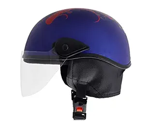 Western Era Stylish Half Face Helmet for Kids || Baby Safety and Comfort || (3-12 Years) (Blue Matte) (Red Sticker)