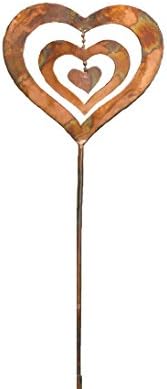 Ancient Graffiti AG-87059 6.5 x 30-Inch Flamed Triple Spinning Heart Stake - Multi-Colour