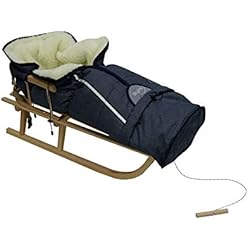 Skyline Luge en Bois pour Enfants avec Dossier Davoser Luge en Bois avec Ceinture de sécurité, Dossier, chancelière d'hiver pour Enfants, Bleu foncé