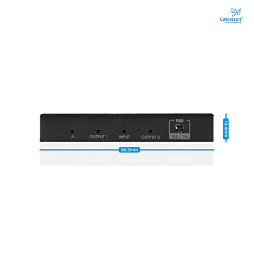 Cablesson HDelity 1 x 2 HDMI 2.0 Splitter mit EDID (18G) – Aktiv Verstärker – Ultra HD, UHD, 2160p, HDR. 3D und 4k2k – 8k. For PS3/PS4, XboX One/360, DVD, BluRay, DVD, HDTV, Gaming und Projektor - 2