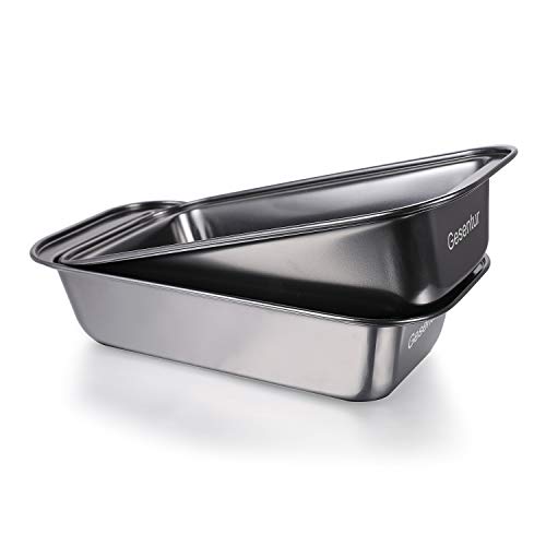 Gesentur Forma de la Caja de la Bandeja para Hornear Pan 25 cm, Molde de Pastel King con Bandeja de Torta de Revestimiento Antiadherente, Bandeja para Hornear Negro, cantidad: 2 Piezas