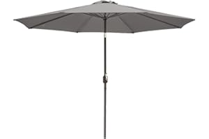 GREENBAY Green Bay 3M Round Parasol Umbrella Aluminium Crank Tilt Sun Shade UV Protection Beach with Tilt Function Foldable Lightweight Grey