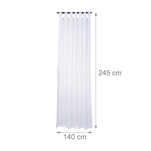 Relaxdays Vorhänge mit Schlaufen im 2er-Set transparent einfarbig Polyester HBT: 245 x 140 x 0,1 cm, weiß - 3