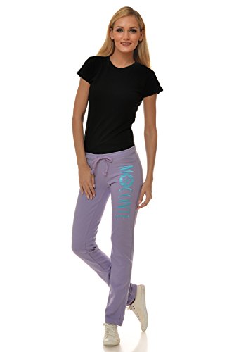 M.Conte Damen Sommer Jogginghose Sweathose ohne Bündchen, lang Jersey-Hose im Sport-Stil mit offenem Beinabschluss S M L XL Rosita - 5