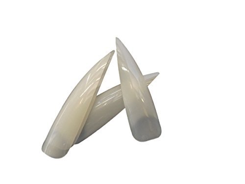 50 x Top Quality False long length Full Coverage Extreme Stiletto Point Tip French false nails, 10 different sizes (5 of each size) & small glue by Fat-Catz-copy-catz (50x Pointed Natural Nails)