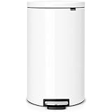 Brabantia FlatBack 485206 - Cubo de basura, 30 l, ahorra espacio, cubo interior de plástico extraíble, color blanco