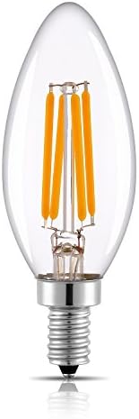 Keymit C35 LED Candelabra Base Bulb Filament - Dimmable - 4W - E14 Edison Chandelier Bulbs Clear Glass Warm Glow 2700K - Candle Lights Style – Equivalent 25 - 40W 1PACK