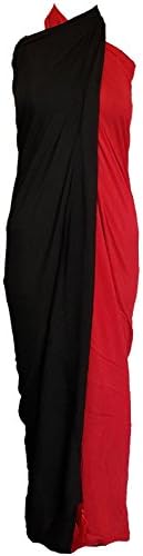 Banana Beach Cotton Tassel Extra Large Sarong Beach Pareo Dress Wrap Swimwear Cover Up 150 x 150CM (Black Red)