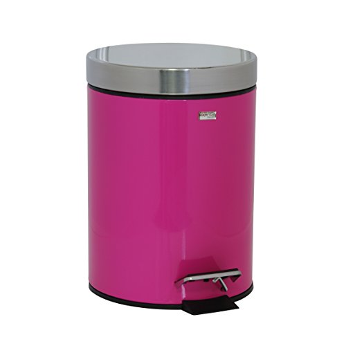 Kosmetikeimer Mülleimer 3 Liter Edelstahldeckel silber, weiß, orange & viele mehr, Farbe:pink