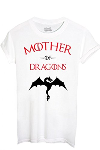 T-SHIRT MOTHER OF DRAGONS GAME OF THRONES-FILM by MUSH Dress Your Style - Bambino-XL-BIANCA