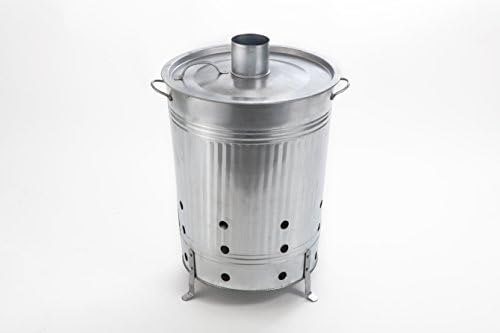 Profit Garden Fire Incinerator for Garden Waste, Control &amp; Quick Burn Galvanised Steel Sheet Surface Protection with Feet Mantel Cover, Air Supply, Air Vents – 90 Litres, Light Weight, Diameter: approx. 45 cm, height approx. 70 cm with Handles, Made In Europe