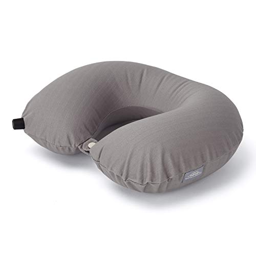 Almohada de viaje de lujo - Súper suave, almohada inflable para el cuello con estuche (color topo)