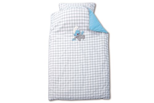 Baby Boum 100 x 140cm Cot Bed Duvet Set with Smurf Appliqué (Blue)
