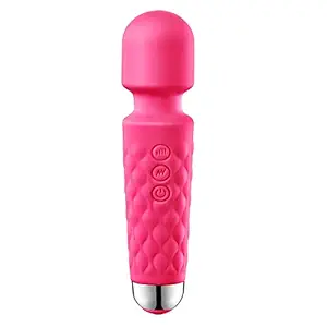 Zureni Rechargeable Personal Body Massager for Both Men & Women Handheld Waterproof Wand Massage Machine with 20 Vibration Patterns & 8 Speeds (Pink)