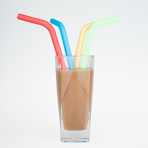 Trinkhalme wiederverwendbar, lebensmittelechtes Silikon, ideal als Smoothie-Trinkhalme, Party-Trinkhalme, für Kinder,4 Stück - 2