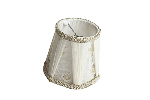 Splink 2 Pcs Lampenschirm E14 Stehlampe Tischlampenschirm aus Lace Stoff mit Blume Dekor Vintage Barockstil - 6