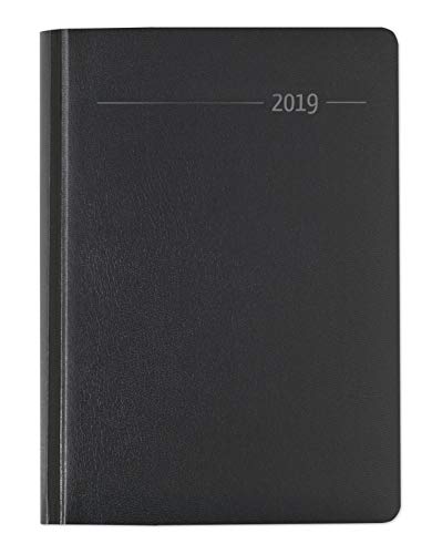 Buchkalender Balacron schwarz 2019 - Bürokalender A5 / Cheftimer A5 - 1 Tag 1 Seite - 416 Seiten - Balacron-Einband