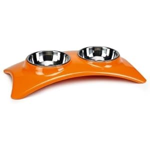 Beeztees Futtermittelset Nami aus Melamin, 39cm x 18cm x 5,5 cm, 2x 160ml, orange