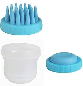 VANDU Pet Dog Cat Bath & Massage Brush, Pet Scrubber Shampoo Dispenser Silicone Brush - Bristle Pet Cleaning Device Wahser Bathing Comb Tool