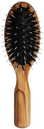 LilywoodsTravel Size Hairbrush with Rubber Cushion, Pure Boar Bristles and Styling Pins