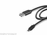 Kingfisher Technologie 90 cm USB 5 V 2 A PC Schwarz Ladegerät Power Kabel Adapter (22AWG) für Acer Liquid Leap W100 Armbanduhr