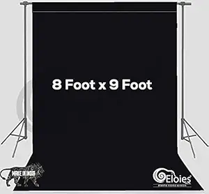 Eloies Professional (Heavy Duty Thick Lekra Polyester Fabric) Black Backdrop for Photography Video Making Photoshoot Background for Photography Recording Photo, Photoshoot (8 Feet x 9 Feet.)