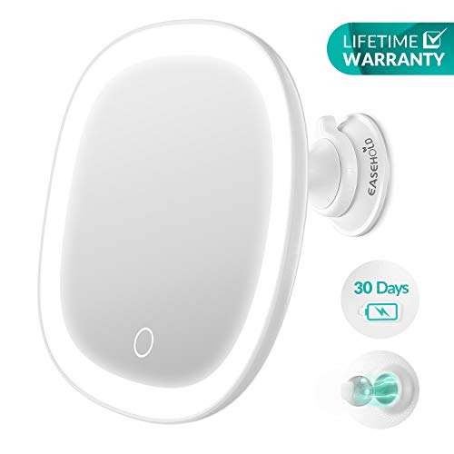 EASEHOLD Miroir Lumineux Maquillage à Ventouse Rechargeable Grossissant 7X Miroir Courtoisie Cosmétiques Curaux avec 21 Lumières LED Rotation à 360° pour Salle de Bain