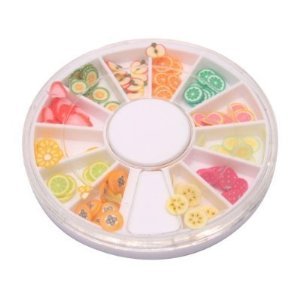 TOOGOO(R) 144 pcs 3D FIMO Slice Fresh Fruit Face Nail Art Decoration