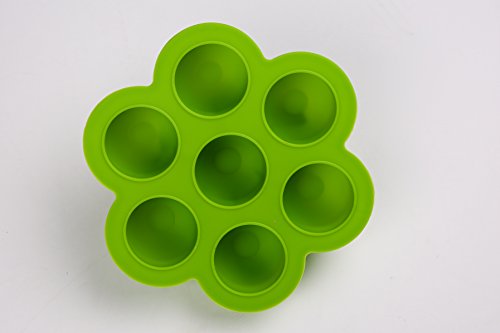 Schadstofffreier Gefrierbehälter aus Silikon mit Deckel zum Einfrieren und Aufbewahren von Babynahrung/Babykost | BPA-frei & FDA zugelassen | Plus kostenlose Rezepte | 7 x 60ml | 100%-Geld-Zurück-Garantie | Grün | nanafera - 5