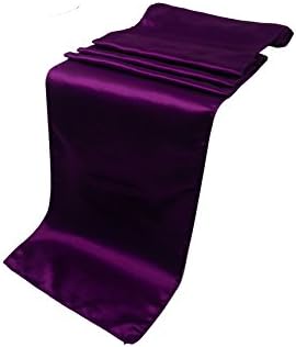 LIVA HOME CHRISTMAS HOLIDAY PACK OF 15 SIZE 12X108" SATIN TABLE RUNNERS FOR WEDDING BENQUOTE DECORATION (15, PURPLE)