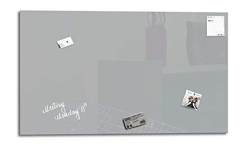 Glas Expert | Smart Glass Board ® | Tableau Magnetique en Verre | 100 x 60 cm | Gris Clair | Affichage Mémo Aimanté | Memo Board Magnétique Affichage | + 3Aimants + 1Marqueur + 1Brosse à effacer