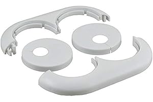 ‎NC DESIGN Doppelrosette Heizungsrohr 5 Stück Rosetten für Heizkörperrohre Heizung Abdeckung Rohrabdeckung rund Heizkörper Zubehör in verschiedenen Größen. Heizrohrverkleidung weiß Rohrabstand variabel (15 mm)
