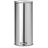 Brabantia Pedal Bin 478888 - Cubo de basura doméstico de acero inoxidable con pedal, 30 litros, color gris metalizado anti-huellas
