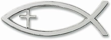 Gifts Of Faith Auto Emblem - Silver Fish with Cross