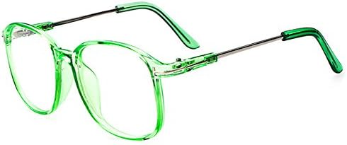 Kissing U Vintage Retro Classic Style Oversized Full Frame Nerd Geek Clear Lens Eye Glasses (Green)