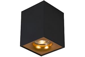QAZQA - Modern Moderner AufbauSpot I Spotlight I Deckenspot I Deckenstrahler I Strahler I Lampe I Leuchte mit Gold I Messing - Quba delux I Wohnzimmer I Schlafzimmer - Stahl Würfel - LED geeignet GU10