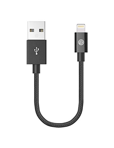 Lightning Kabel 0.15 m/0.5 ft iPhone Ladekabel [Apple MFI Zertifiziert] OPSO Nylon Datenkabel, Lightning-auf-USB-A, fuer iPhone 7 6s 6 Plus 5s 5, iPad Pro Mini iPod - Schwarz