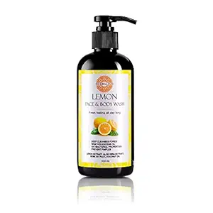 Herbalism Lemon Face and Body Wash 100% Natural Lemon and Rose Face Wash Aloe Vera Body Wash with Coconut Oil Daily-Use Vegan Herbal Lemon Body Wash with Refreshing Scent All Skin Types ? 300ml