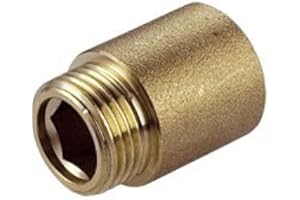 HYDROBIL Prolunga Rubinetto 1/2" BSP (18,6mm Femmina/21mm Maschio), 15mm Estensione in Ottone Massiccio, Raccordi e Connessioni Filetatti per Tubi d'Acqua, 10 Bar, Temp. Max. 95°C