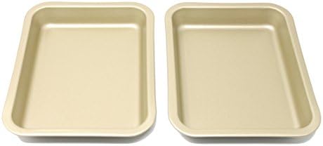 Single Portion Tray / Small Roasting Pan, Twin Pack, British Made with Gold GlideX Non Stick by Lets Cook Cookware