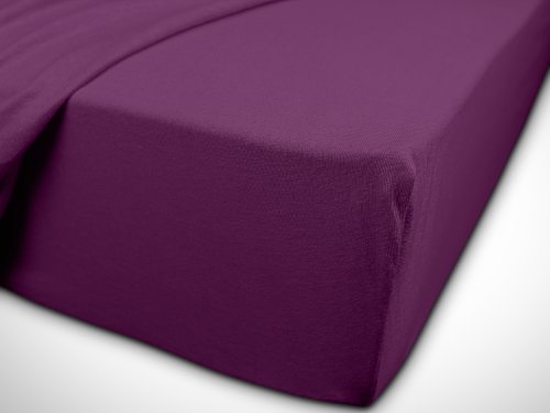 klassisches Jersey Spannbetttuch – erhältlich in 22 modernen Farben und 6 verschiedenen Größen – 100% Baumwolle, 200 x 220 cm, lila - 6
