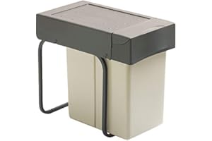 GOLLINUCCI Poubelle de cuisine coulissante - 1 bac - 21 l - Nombre de seaux : 1 - Décor : Gris - Contenance : 21 L - Pour caisson de largeur : 300 mm - Hauteur : 398 mm - Profondeur : 450 mm - Largeur : 255 mm